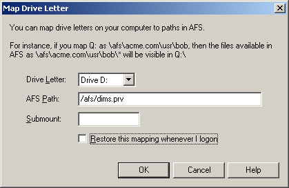map drive letter dialog